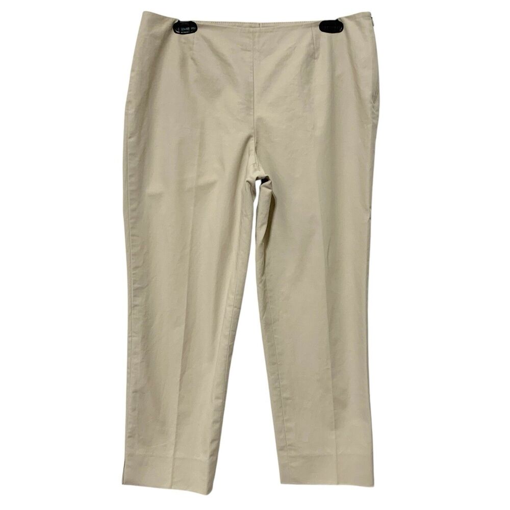 Lafayette 148 New York Pants Size 8 Beige Stretch  Side Zip Cotton Blend